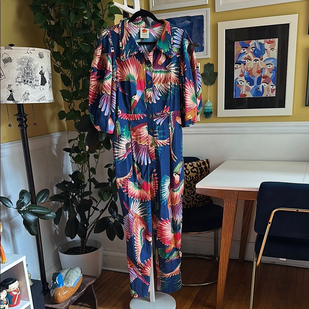Colorful Bird Print Jumpsuit